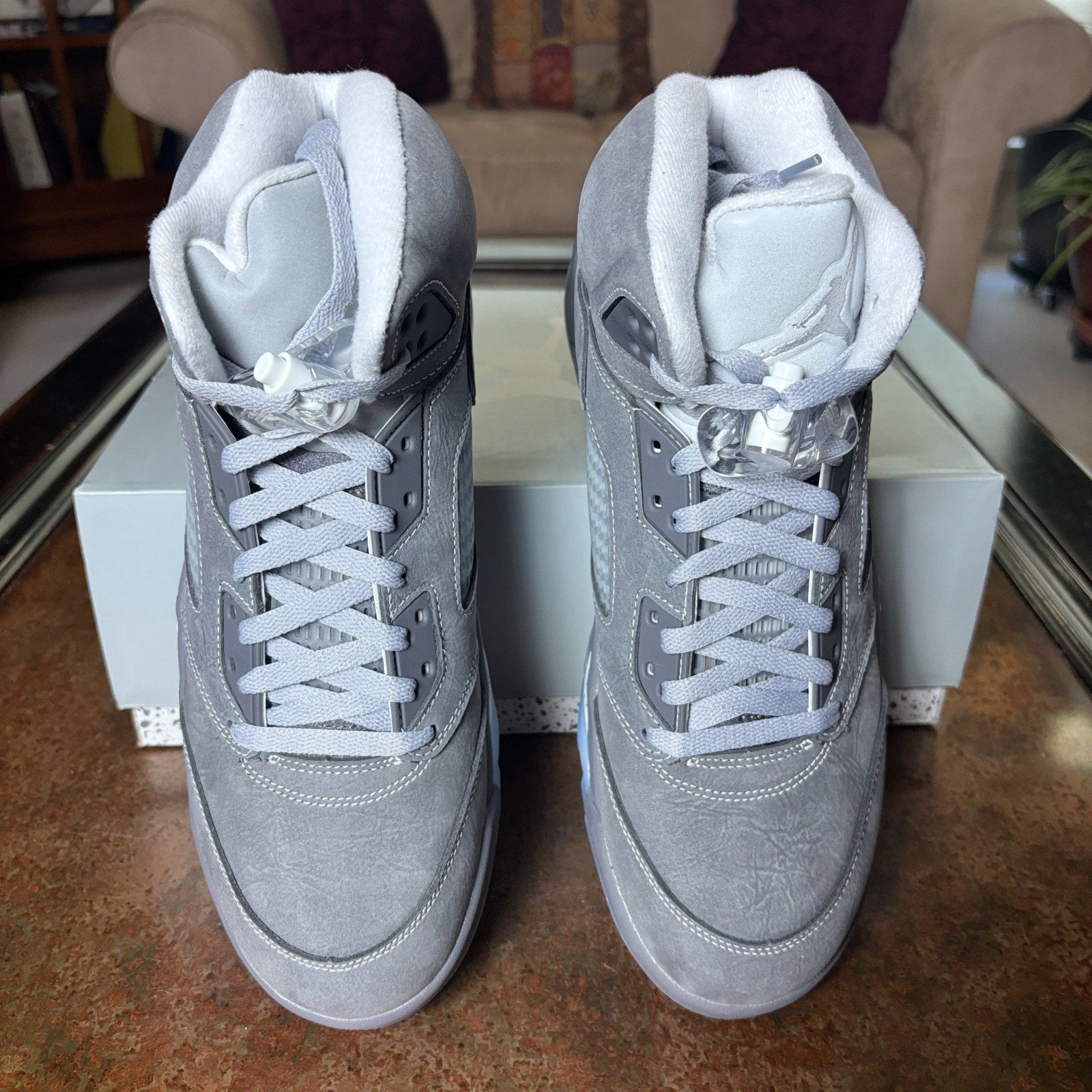 Nike Air Jordan 5 Retro Wolf Grey Suede Basketball Shoes Sneakers Mens Sizes New