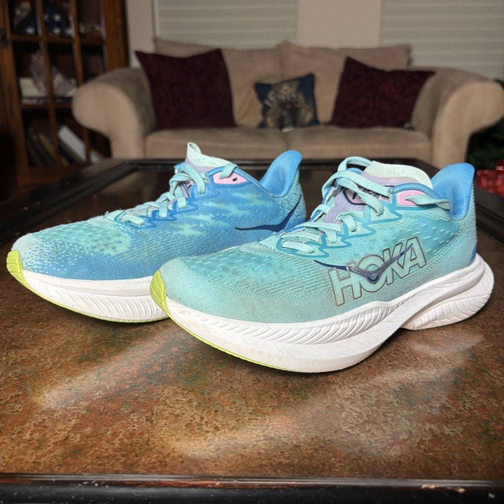 Hoka One One Mach 6 Shoes Women's Size 7 Blue Road Running Athletic Gym Sneakers