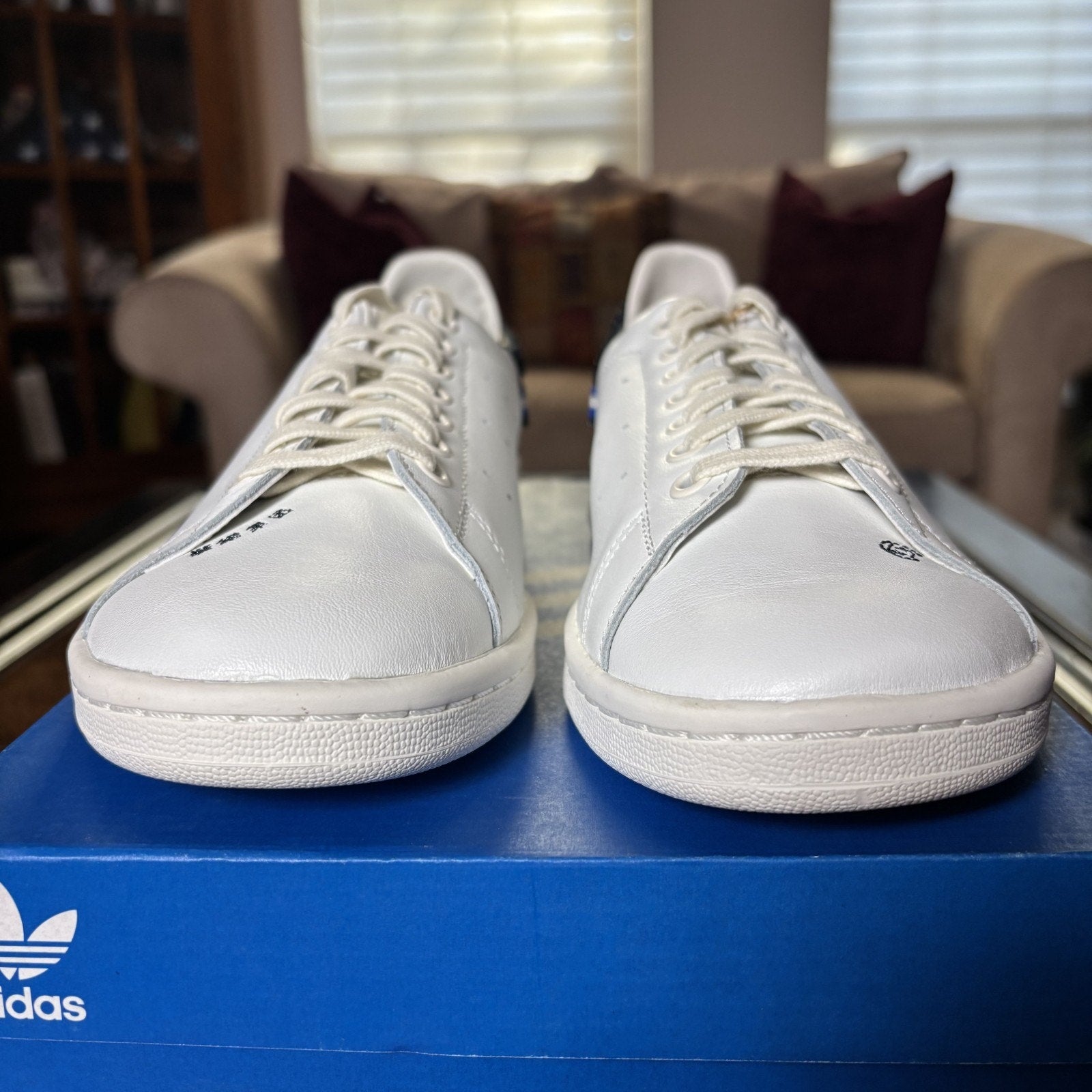 Adidas Stan Smith x CLOT Edison Chen Shoes Mens Size 9.5 White Leather Beads