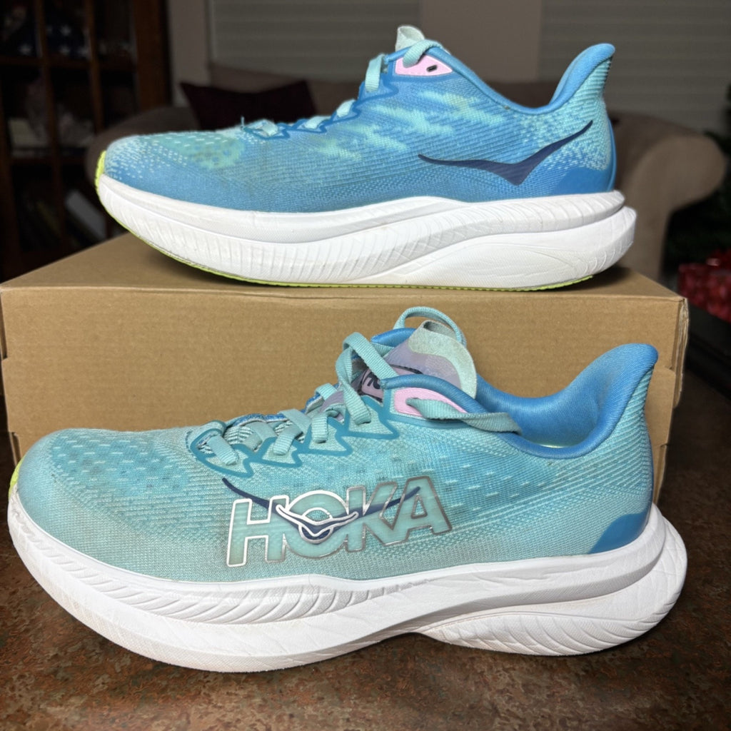 Hoka One One Mach 6 Shoes Women's Size 7 Blue Road Running Athletic Gym Sneakers