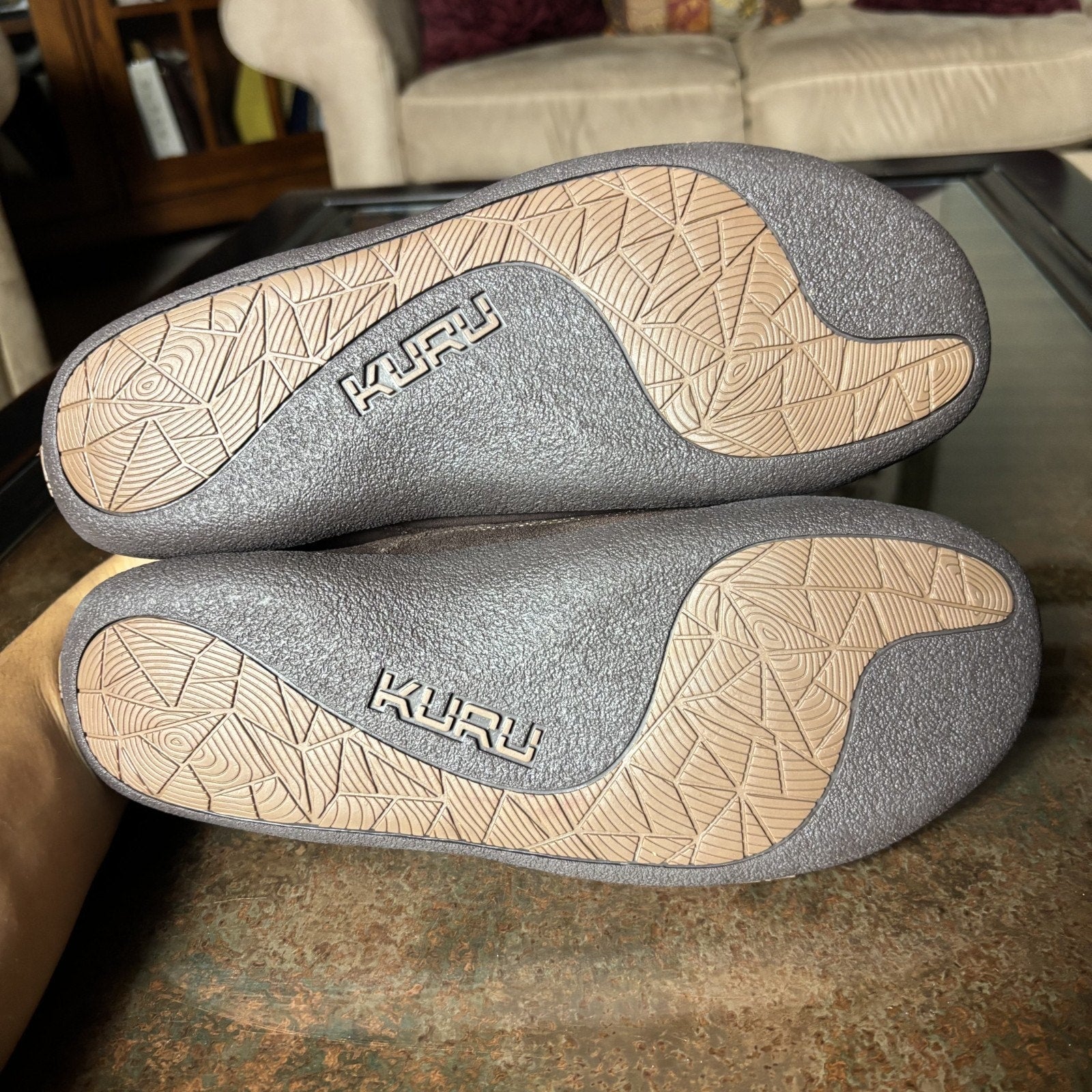 Kuru Draft Slippers Men's Size 9.5 Brown Grey Knit Comfort Walking Mule Slip-ON