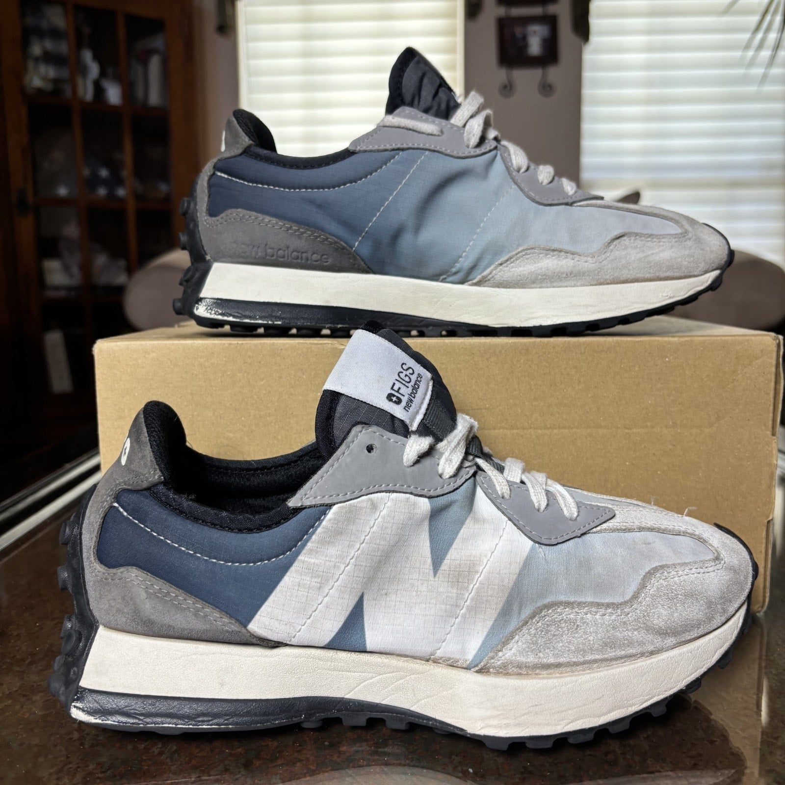 New Balance x FIGS 327 Shoes Men's 8.5 Grey Blue White Lifestyle Casual Sneakers