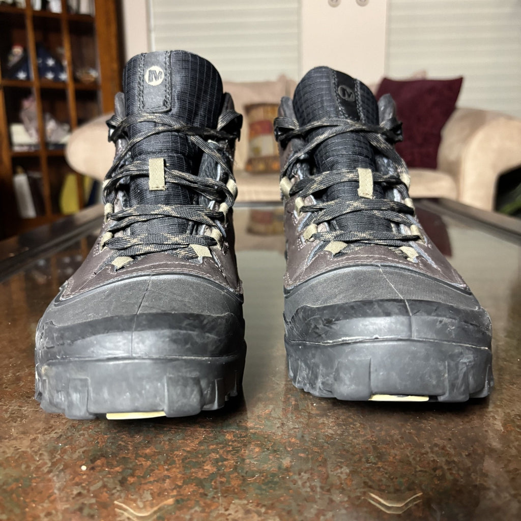 Merrell Overlook 6 Ice+ Snow Boot's Mens 9.5 Brown Black Artic Grip Waterproof