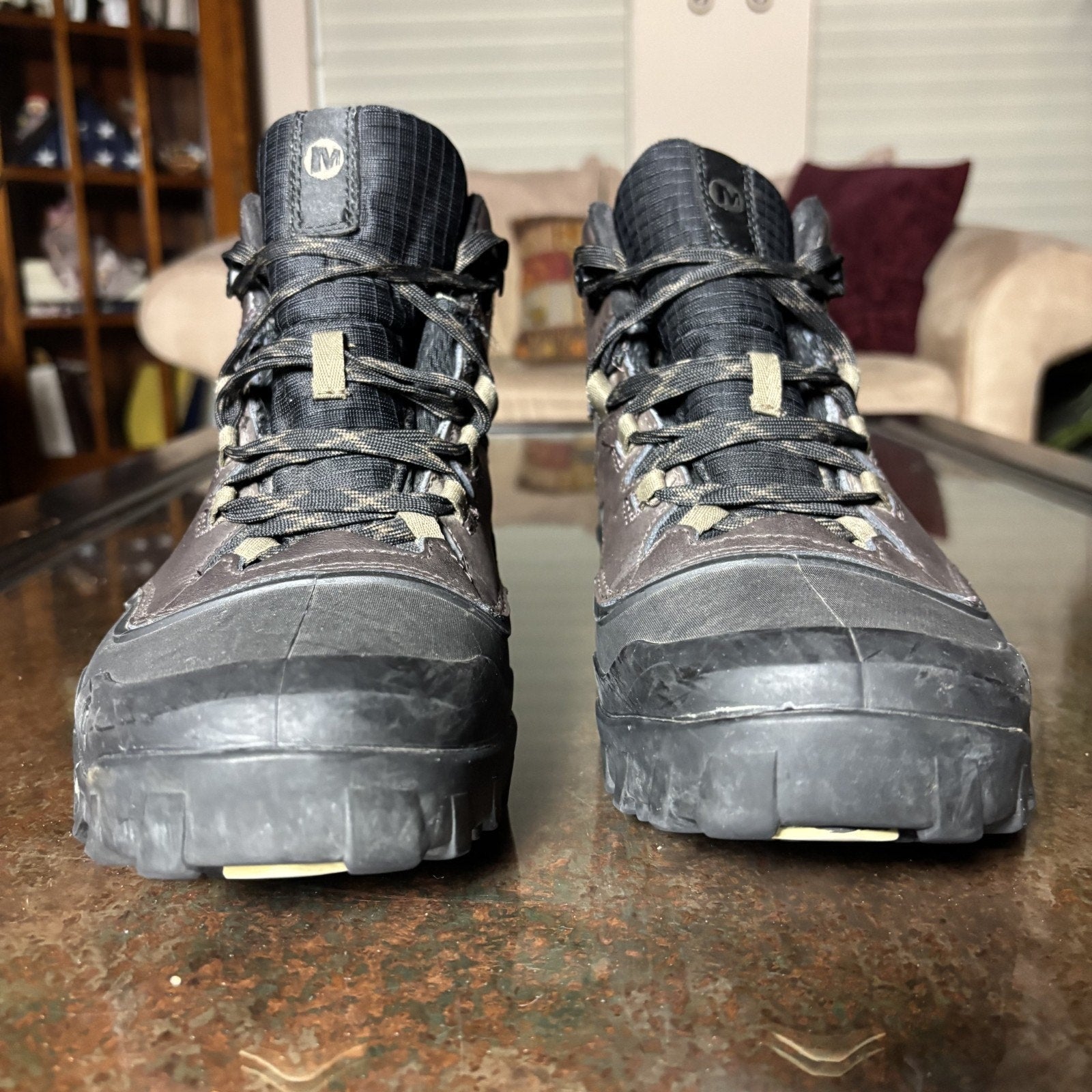 Merrell Overlook 6 Ice+ Snow Boot's Mens 9.5 Brown Black Artic Grip Waterproof