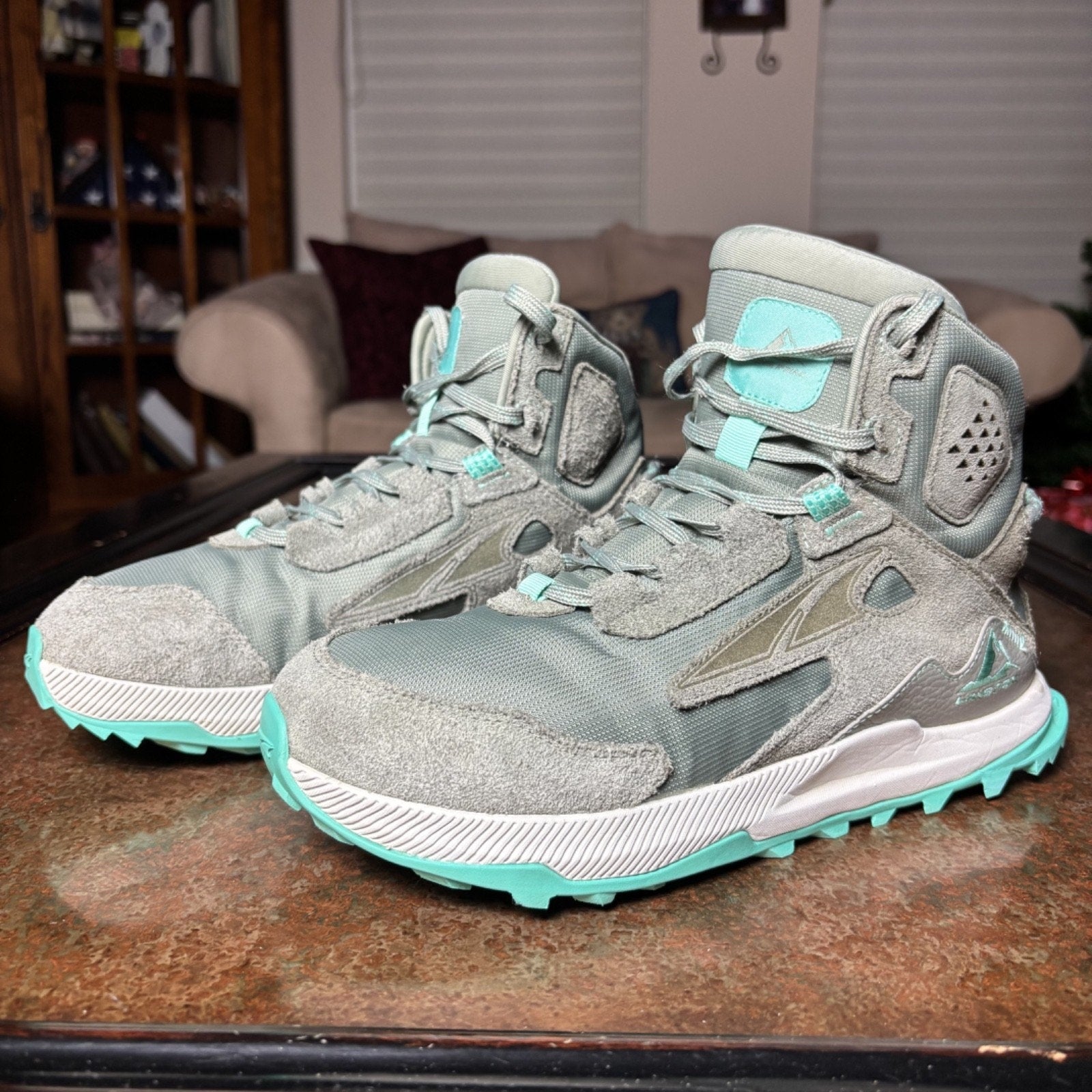 Altra Lone Peak Hiker 2 Boots Womens Size 9 Green Mesh Suede Trail Outdoor Shoes