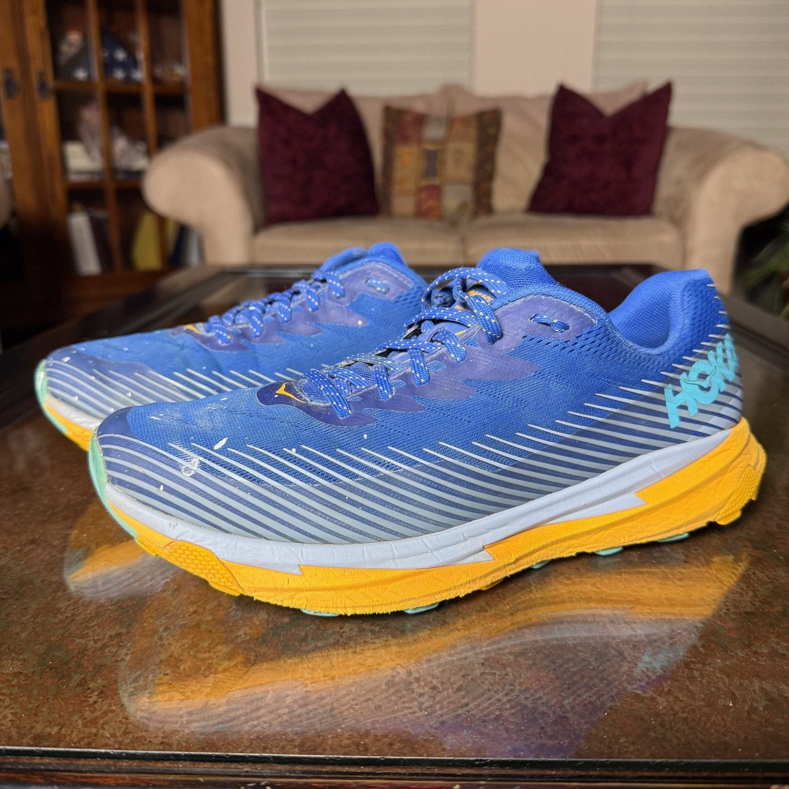 Hoka One One Torrent 2 Men's Size 11.5 Blue Orange Trail Running Shoes Sneakers