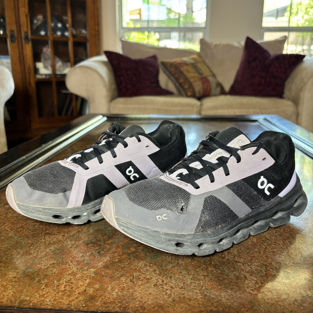 On Running Cloudrunner Shoes Womens Size 8 Black Lilac Running Athletic Trainers