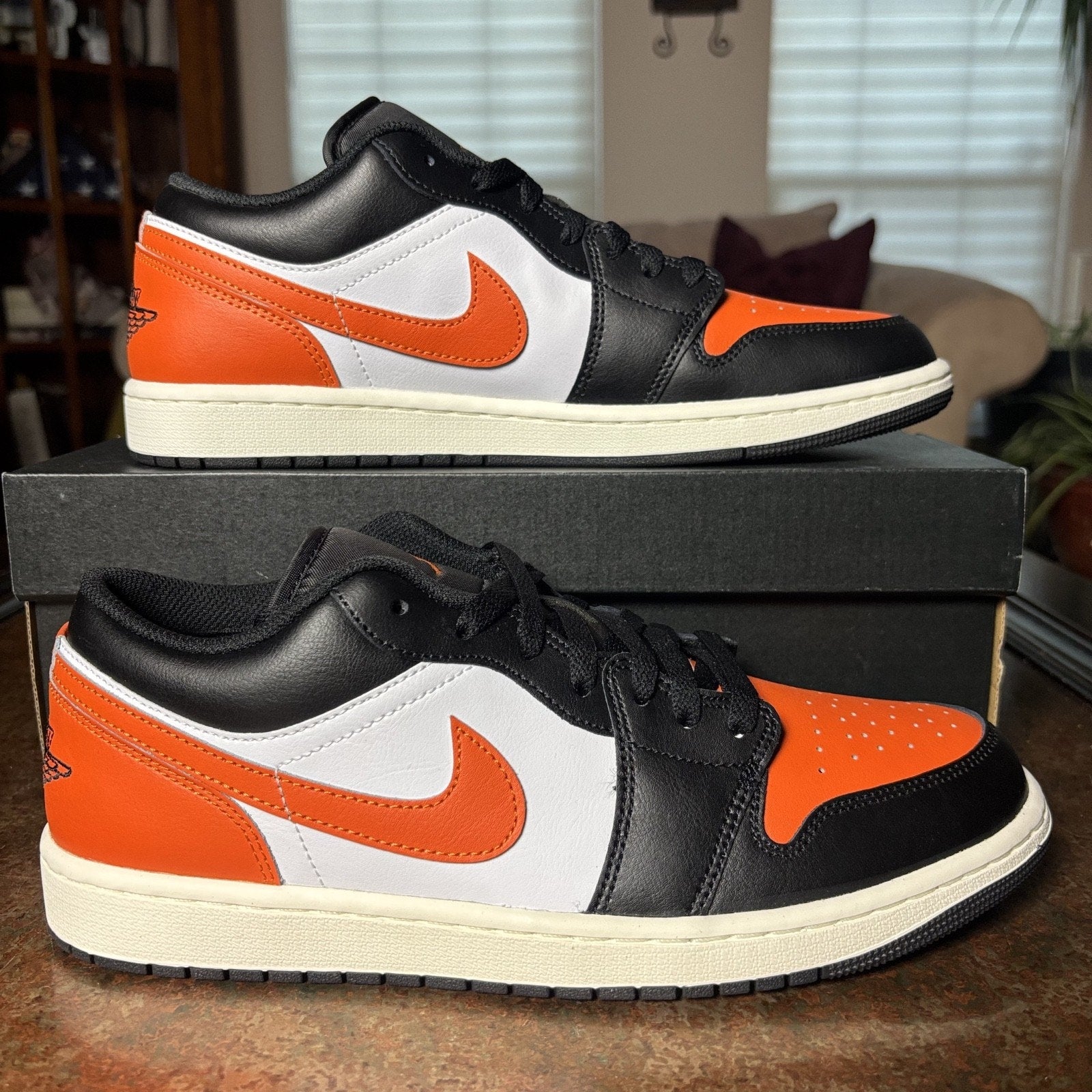 Nike Air Jordan 1 Low Shoes Mens Size 11 Orange White Black Basketball Sneakers