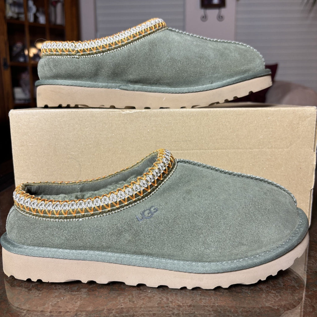 UGG Tasman Slippers Women's 8 Olive Green Lined Suede Sheep Skin Shoes Sneakers