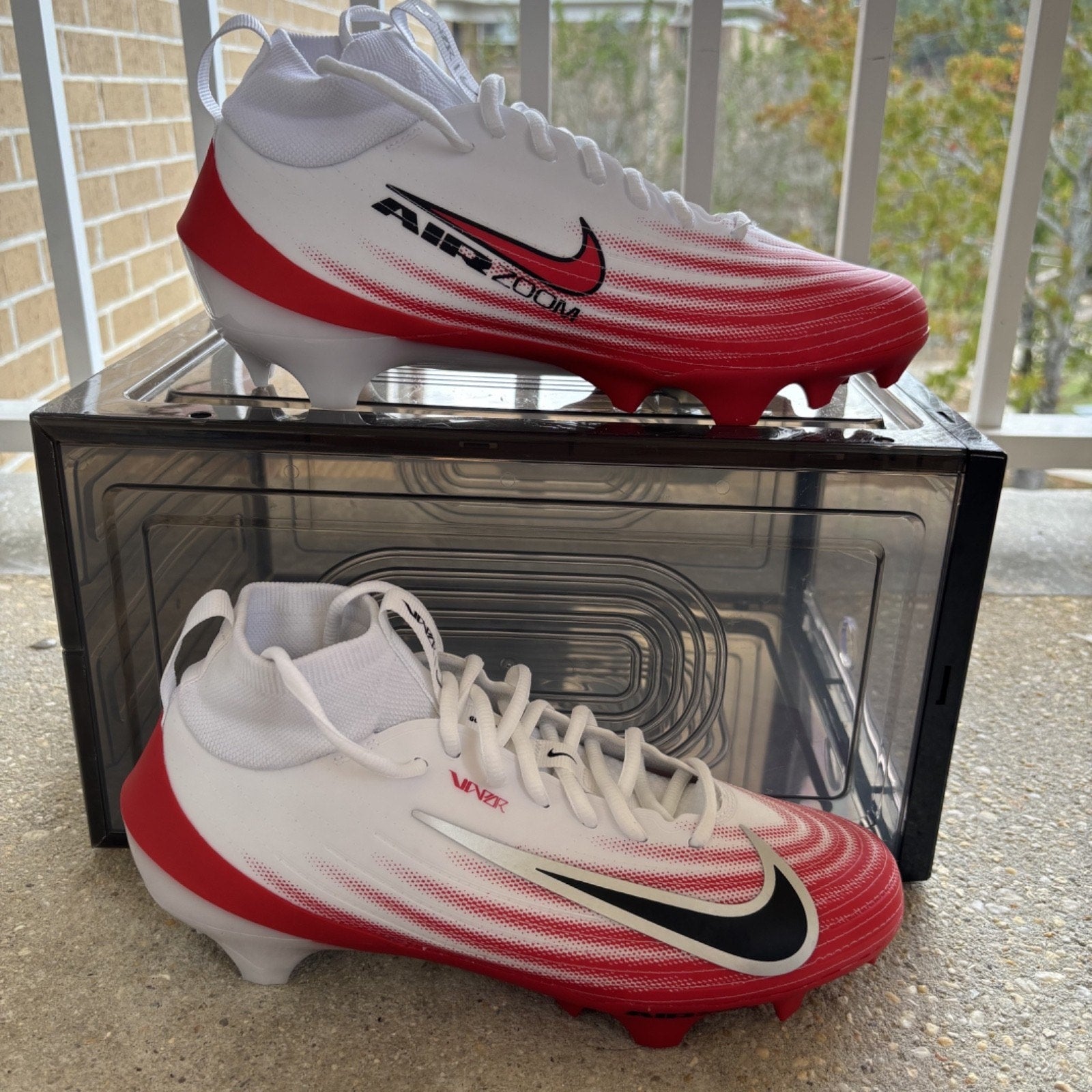 Nike Zoom Air Vapor Pro 1 Football Cleats Mens Size 8 White Red FB3298-102