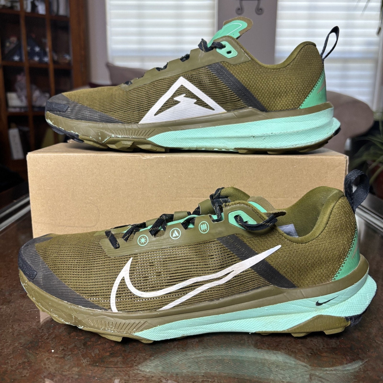 Nike React Terra Kiger 9 Trail Running Shoes Mens Size 11.5 Green Trail Sneaker