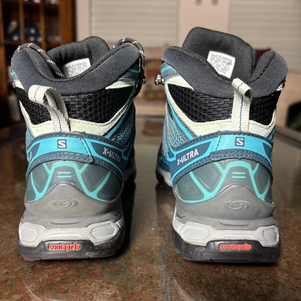 Salomon X-Ultra Mid Hiking Boots Women's Size 7.5 Blue Grey Trail Outdoor Shoes