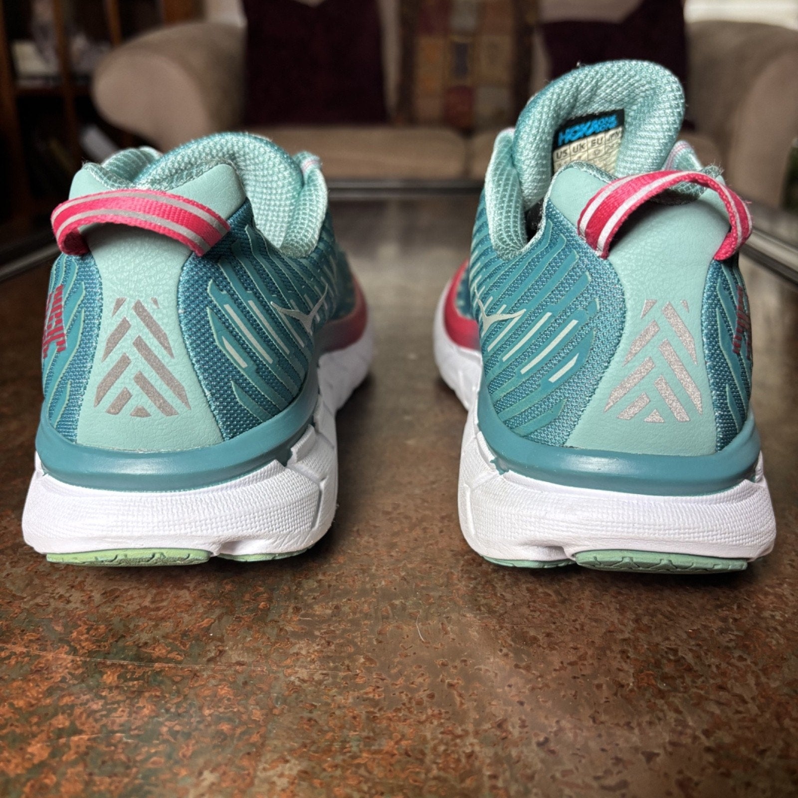 Hoka One One Clifton 5 Shoes Womens 9.5 Green Road Running Athletic Gym Sneakers