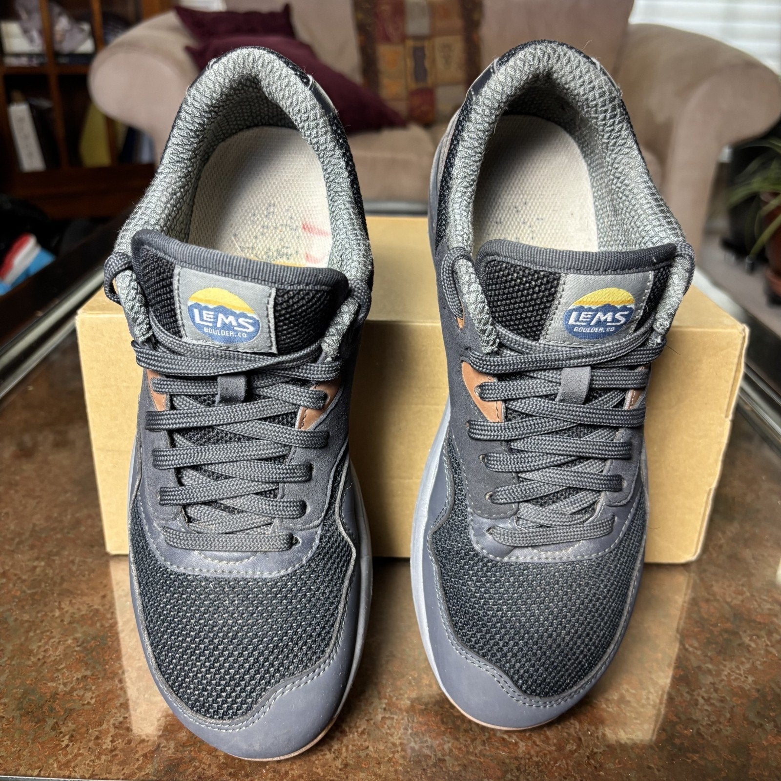 Lems Trailhead Hiking Shoes Mens 8 Grey Black Minimalist Trail Running Athletic