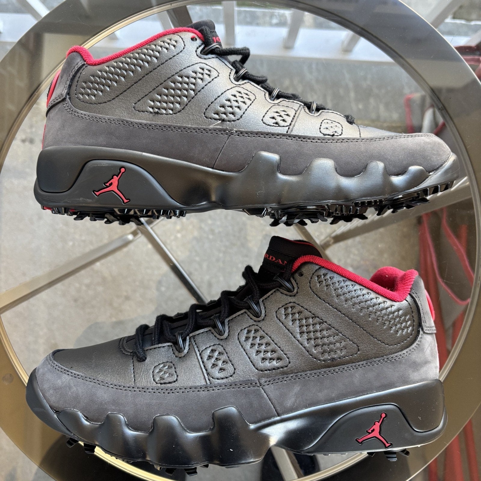 Nike Air Jordan 9 Retro G Shoes Women's Sz 8 Leather Black Red Golf Waterproof