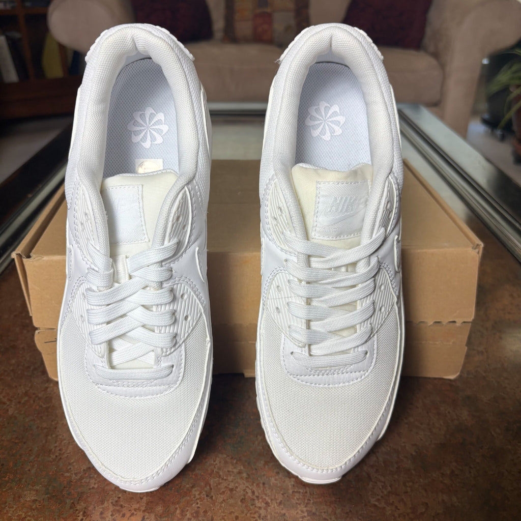 Nike Air Max 90 White Leather Mesh Athletic Lifestyle Sneakers Women's Sizes NEW