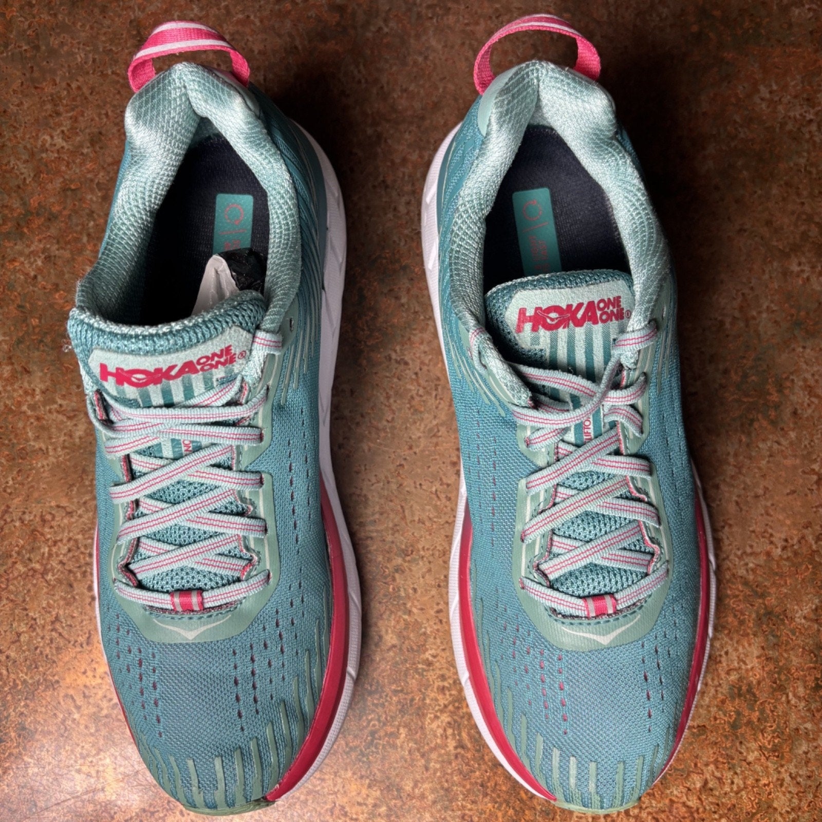 Hoka One One Clifton 5 Shoes Womens 9.5 Green Road Running Athletic Gym Sneakers