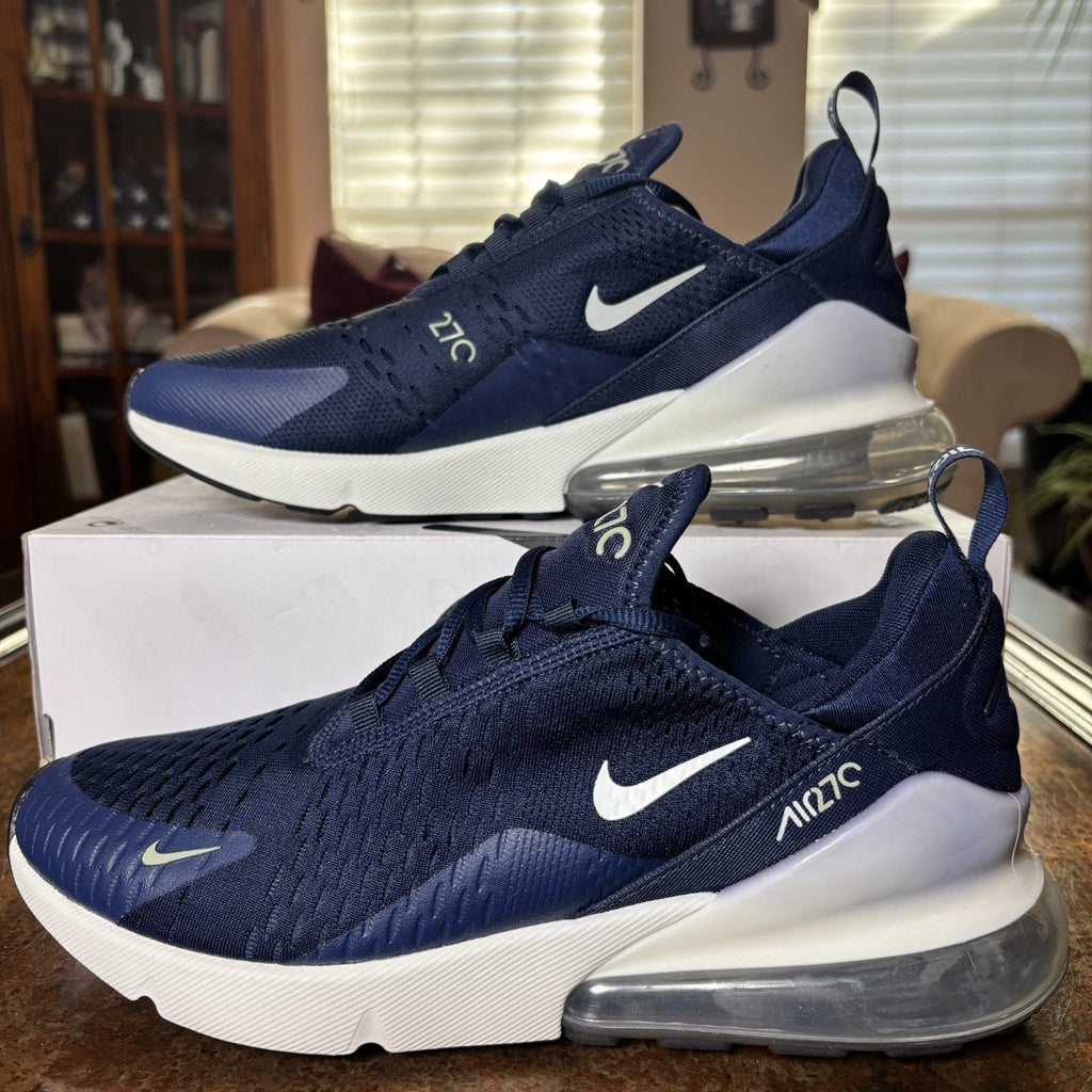 Nike Air Max 270 Shoes Mens Size 10 Navy Blue White Athletic Running Sneaker NEW