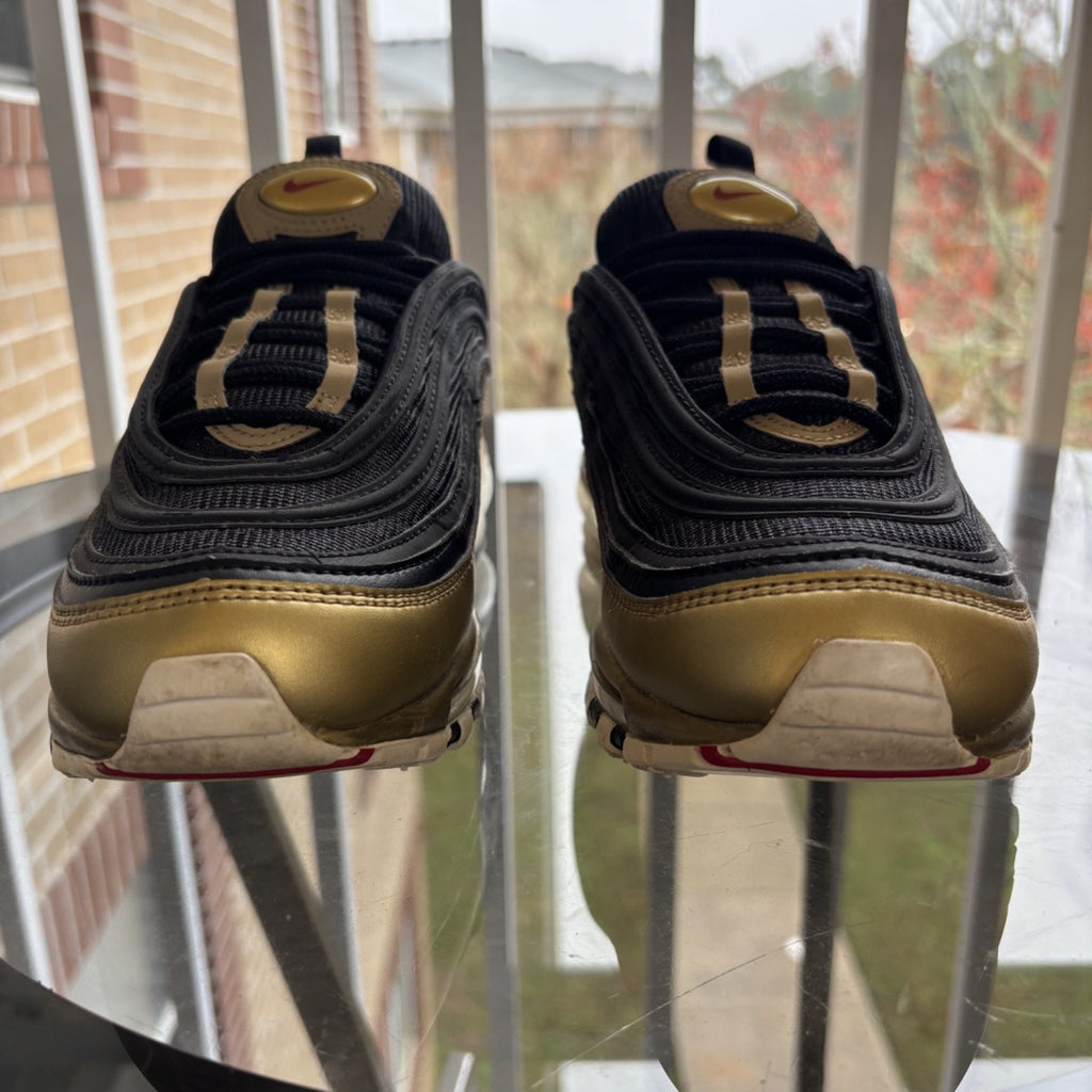 Nike Air Max 97 QS Shoes Women's Size 7.5 Black Gold Medal AT5458-002 Sneakers