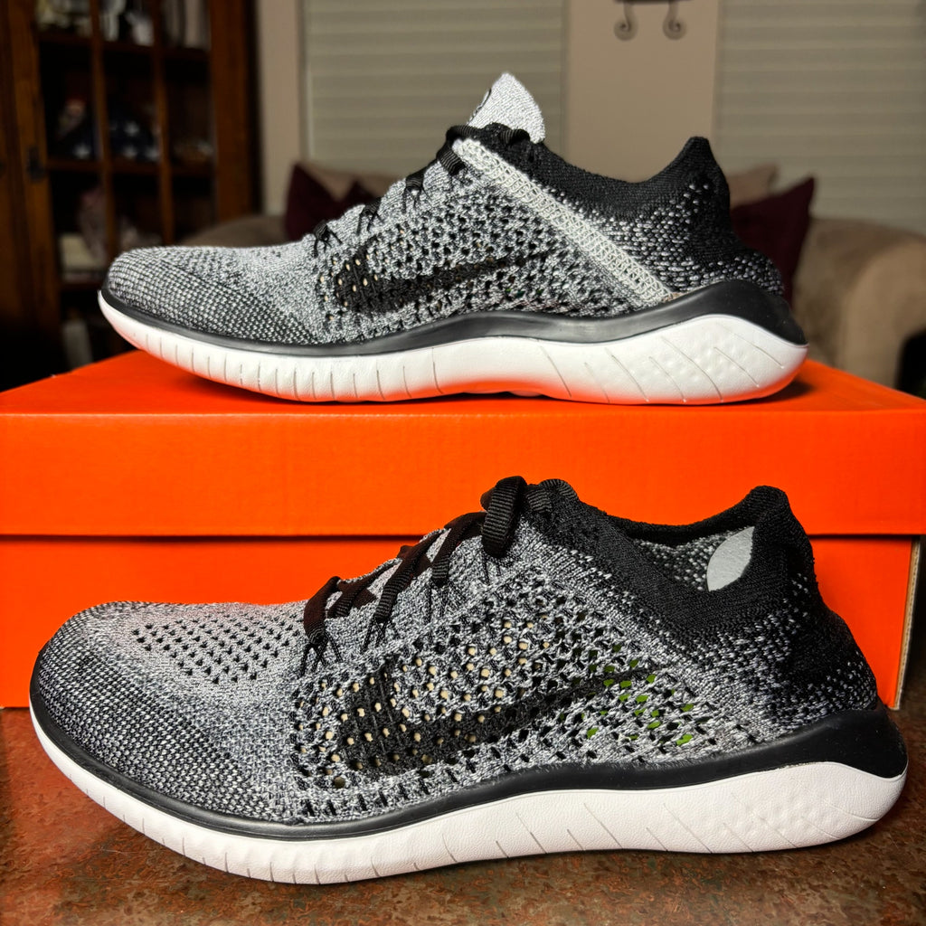 Nike Free Run Flyknit 2018 Grey White Athletic Shoes Sneakers Women's Sizes NEW