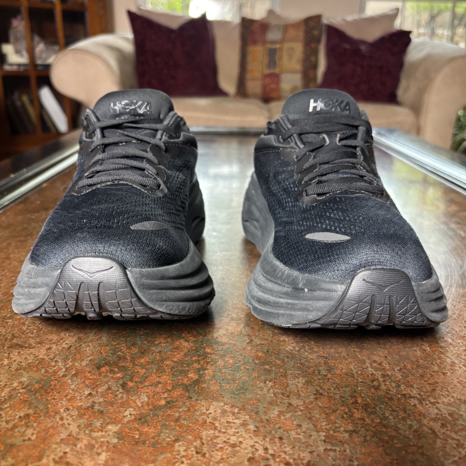 Hoka One One Bondi 8 Shoes Women's Size 9.5 Black Road Running Athletic Sneakers