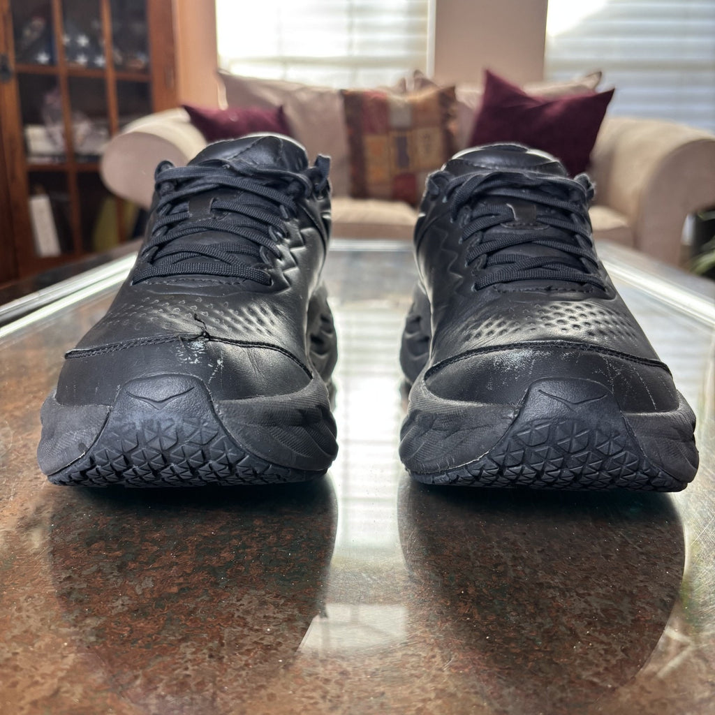 Hoka One One Bondi SR Shoes Women's 9.5 Black Leather Road Running Athletic Grip