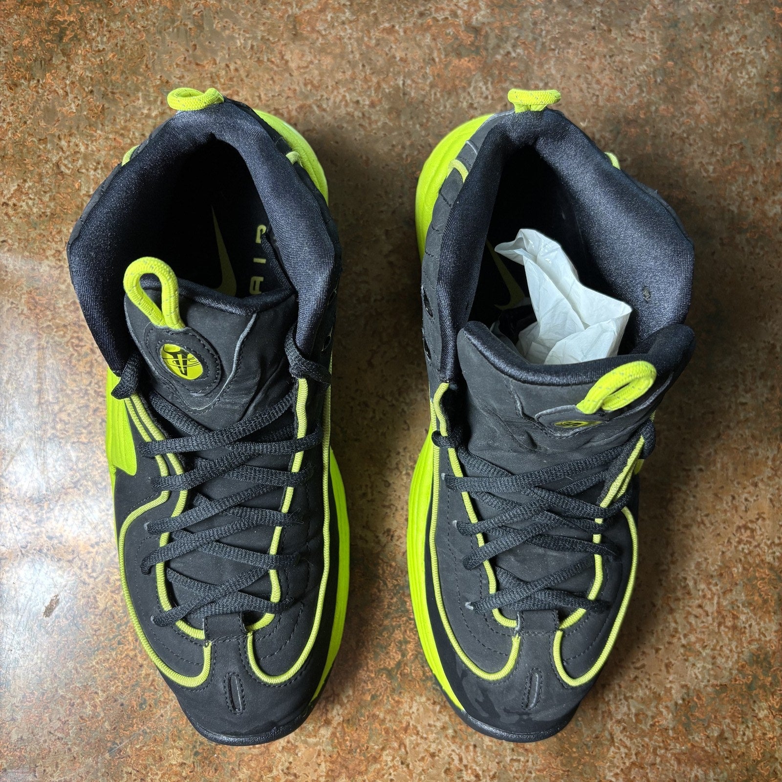 Nike Air Zoom Penny 2 LE Shoes Mens Sz 8 Black Volt Athletic Basketball Sneakers
