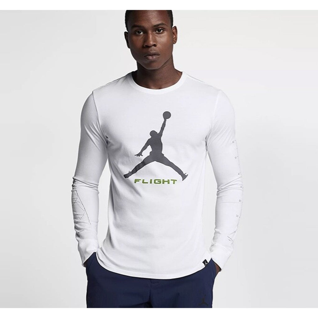 Jordan Flight Long Sleeve Tee Shirt Size L White Workout Basketball AA3272-100