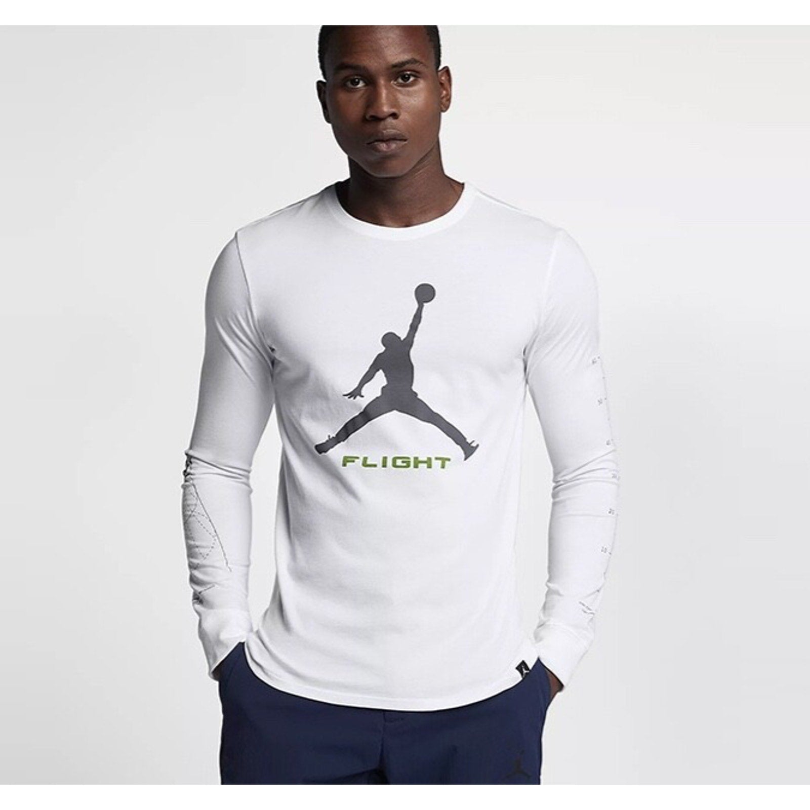 Jordan Flight Long Sleeve Tee Shirt Size L White Workout Basketball AA3272-100