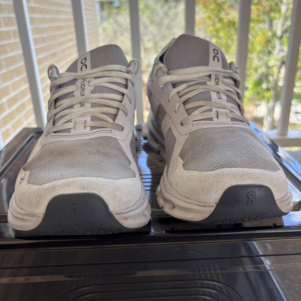On Cloudrunner Shoes Womens Sz 7.5 White Gray Athletic Running Training Sneakers