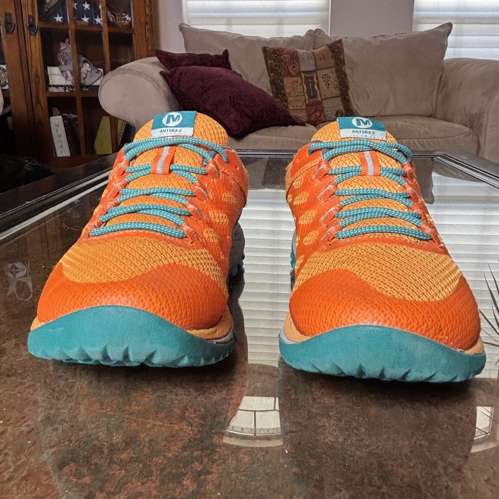 Merrell Antora 2 Shoes Women's 8 Orange Trail Running Hiking Athletic Sneakers