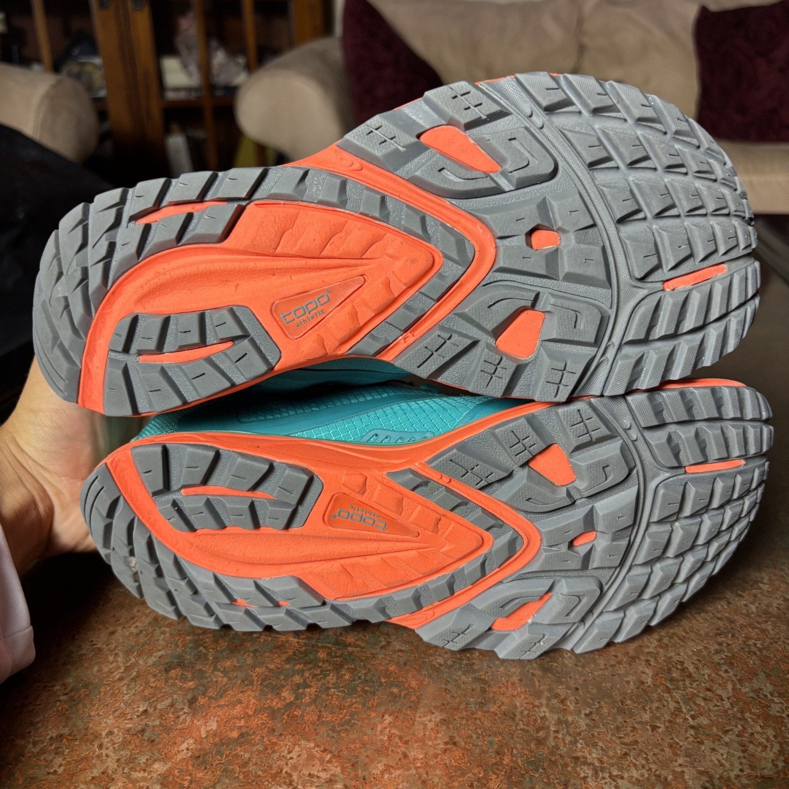 Topo Athletic MT 3 Shoes Women's 9 Teal Orange Trail Running Athletic Sneakers
