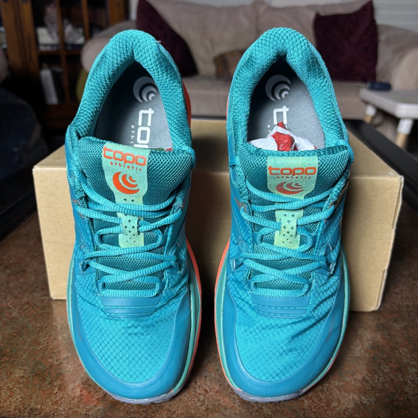 Topo Athletic MT 3 Shoes Women's 9 Teal Orange Trail Running Athletic Sneakers