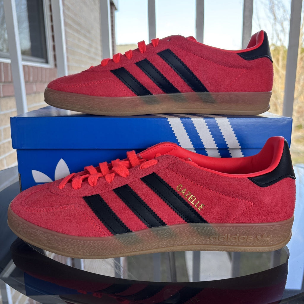 Adidas Originals Gazelle Indoor Shoes Red Black Suede Athletic JR6304 Mens Sizes