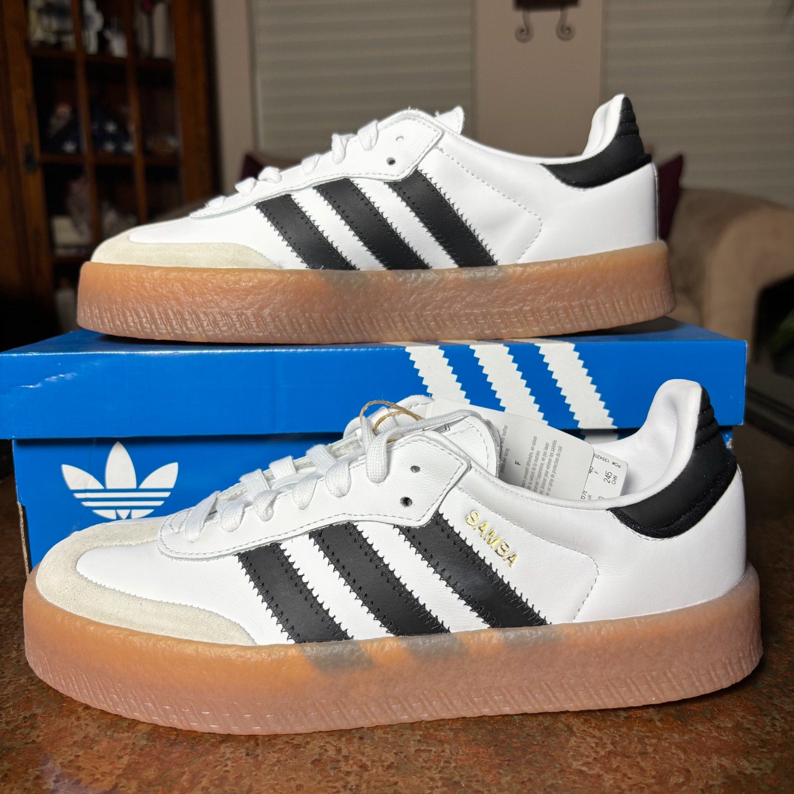 Adidas Sambae White Black Gum Casual Lifestyle Shoes Sneakers Women's Sizes NEW