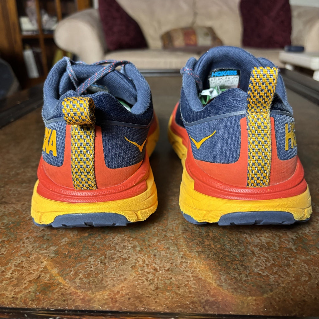 Hoka One One Challenger ATR 6 Shoes Mens Size 9.5 Blue Red Trail Running Sneaker