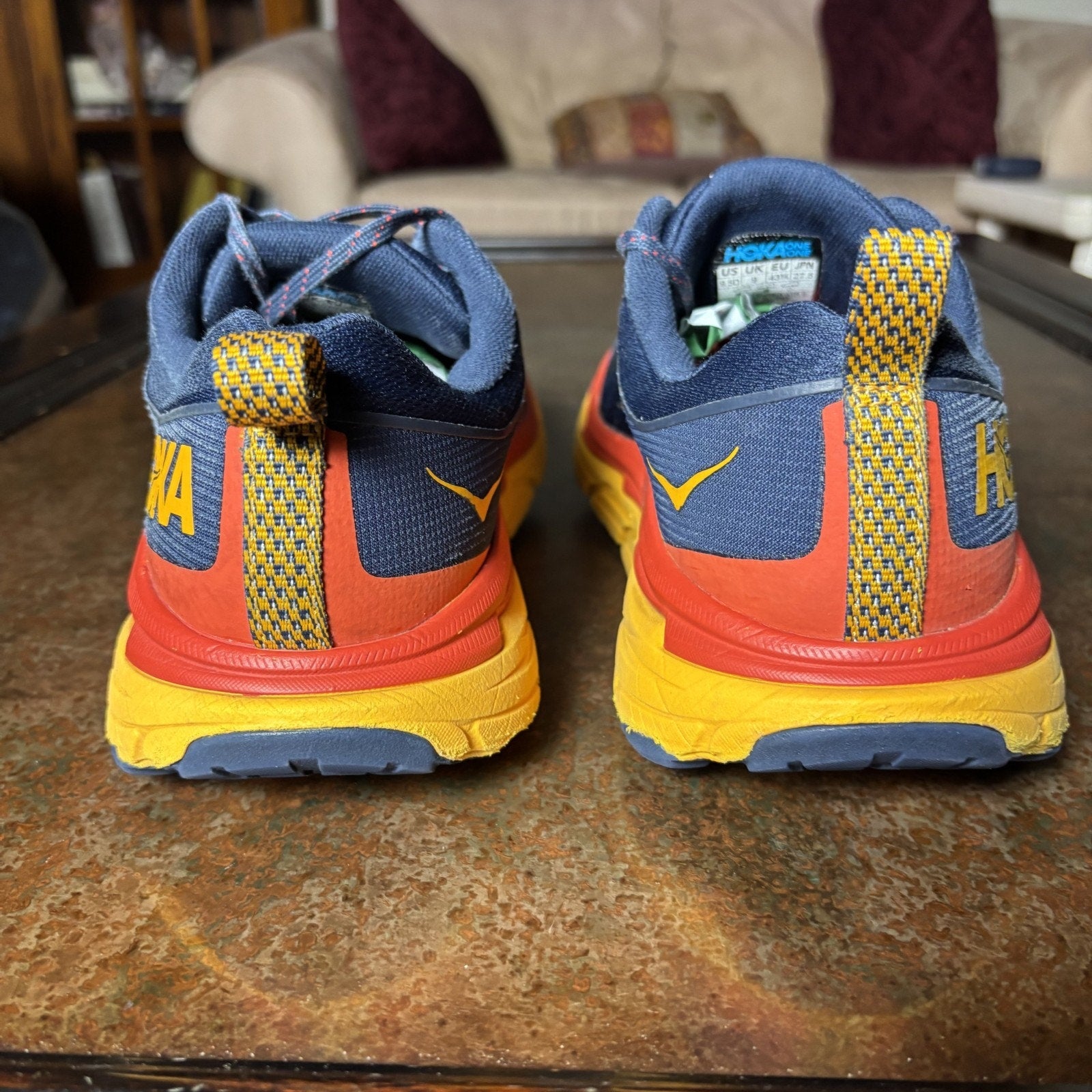 Hoka One One Challenger ATR 6 Shoes Mens Size 9.5 Blue Red Trail Running Sneaker