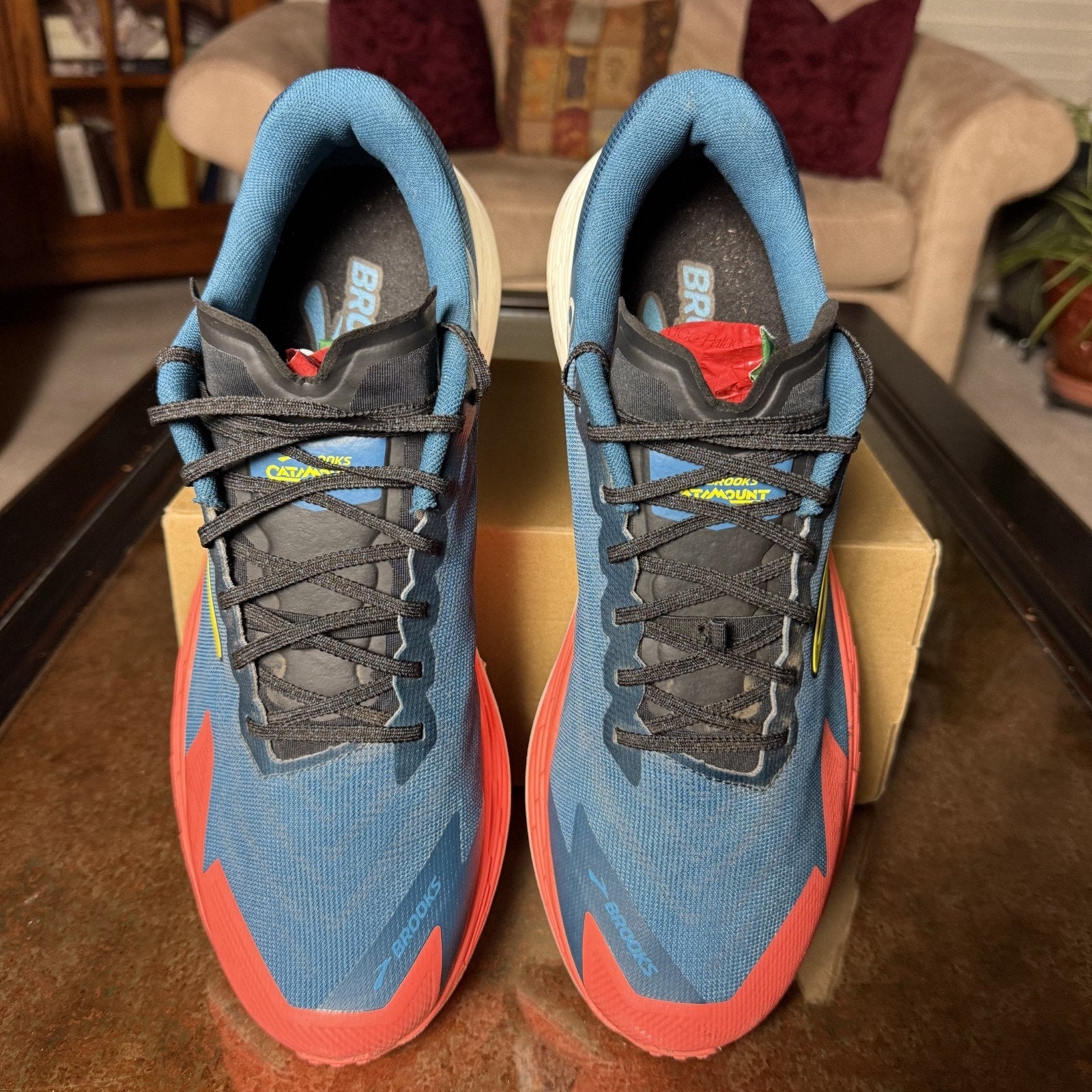 Brooks Catamount 4 Shoes Mens Size 15 Blue Orange Trail Running Athletic Sneaker