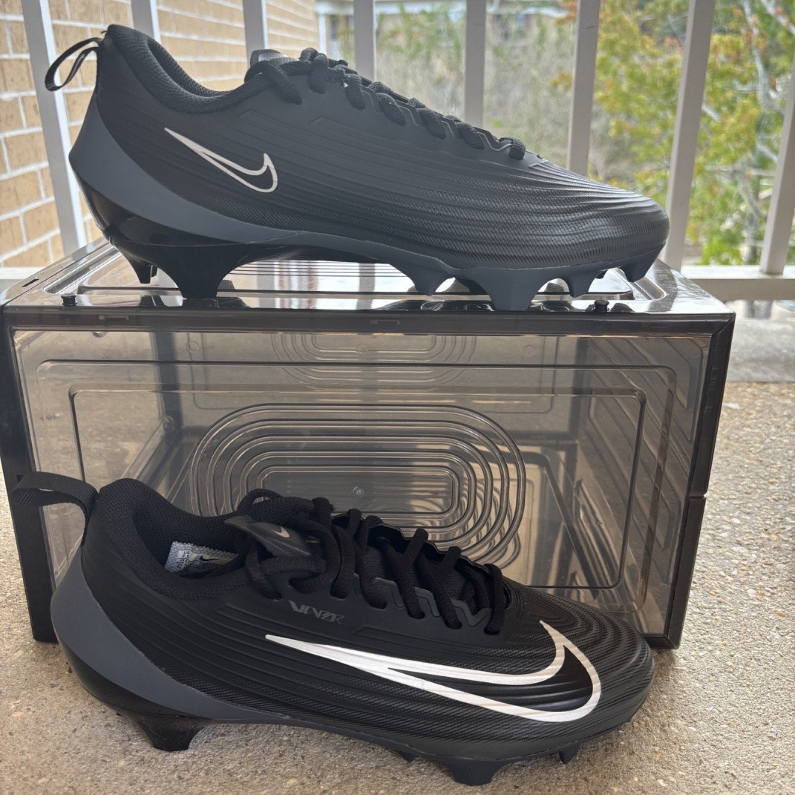 Nike Air Vapor Speed 3 Football Cleats Mens Size 7.5 Black Grey FB3303-002
