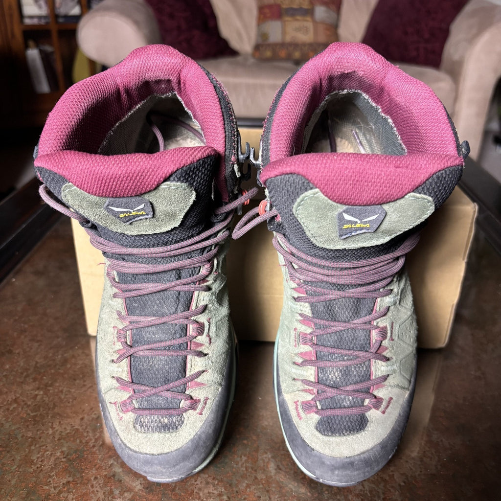 Salewa Alp Trainer 2 Mid Hiking Boots Women's 7.5 Green Trail Outdoor Waterproof