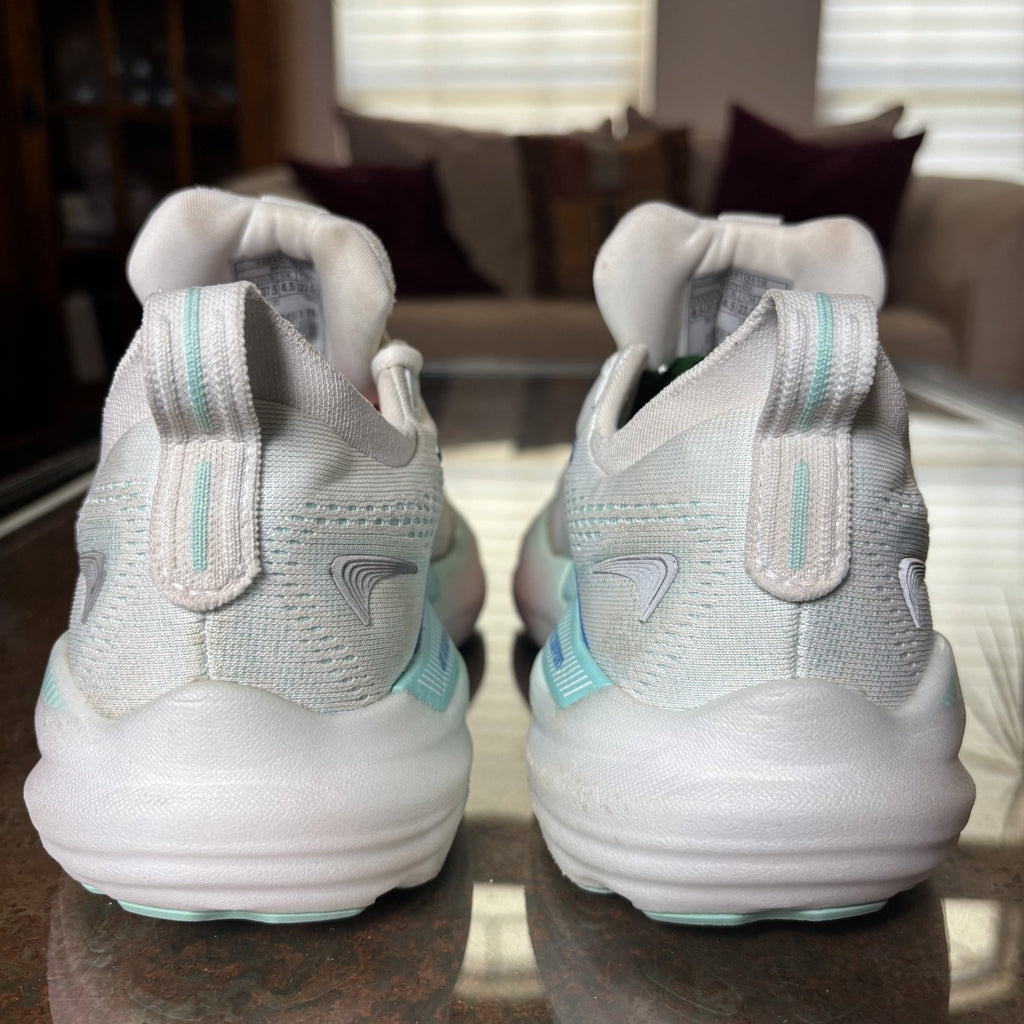 Brooks Glycerin 22 Womens 6 D Wide White Blue Pink Walking Running Shoes Sneaker