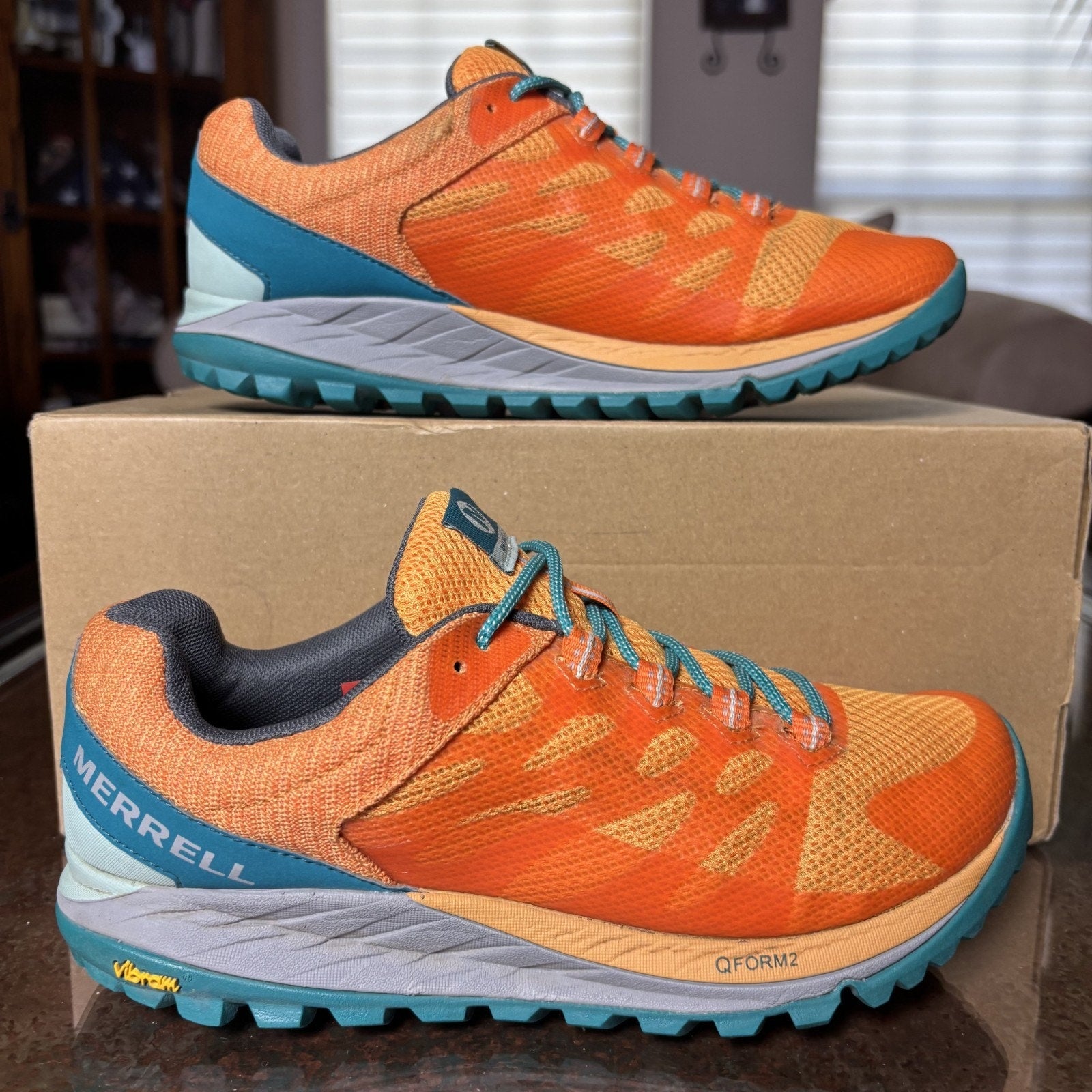 Merrell Antora 2 Shoes Women's 8 Orange Trail Running Hiking Athletic Sneakers