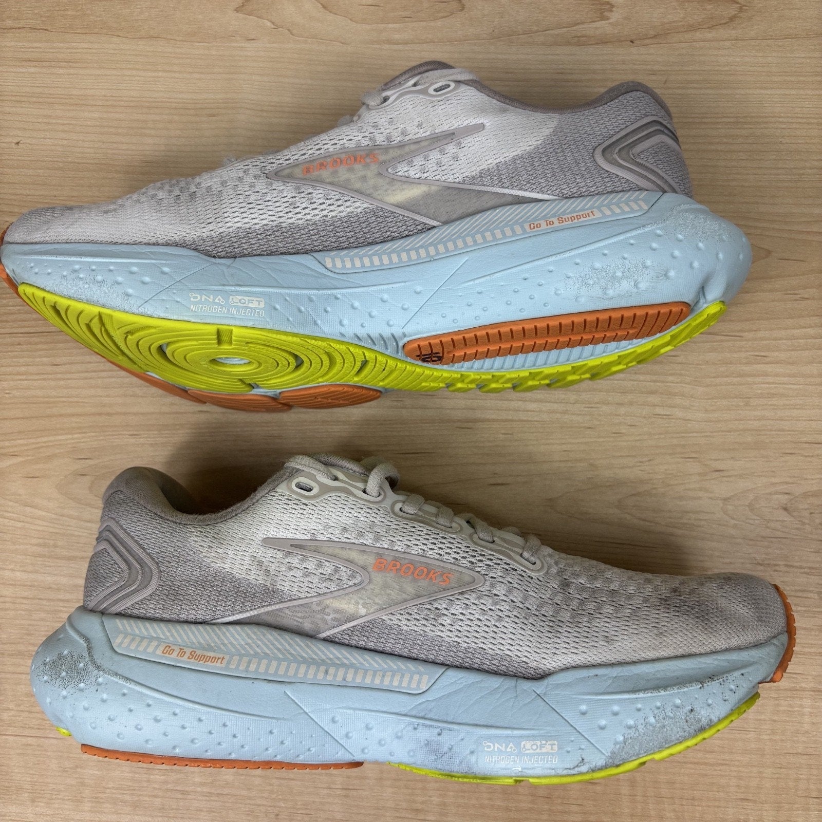 Brooks Glycerin GTS 21 Shoes Womens 9.5 Grey Blue Road Running Athletic Sneakers