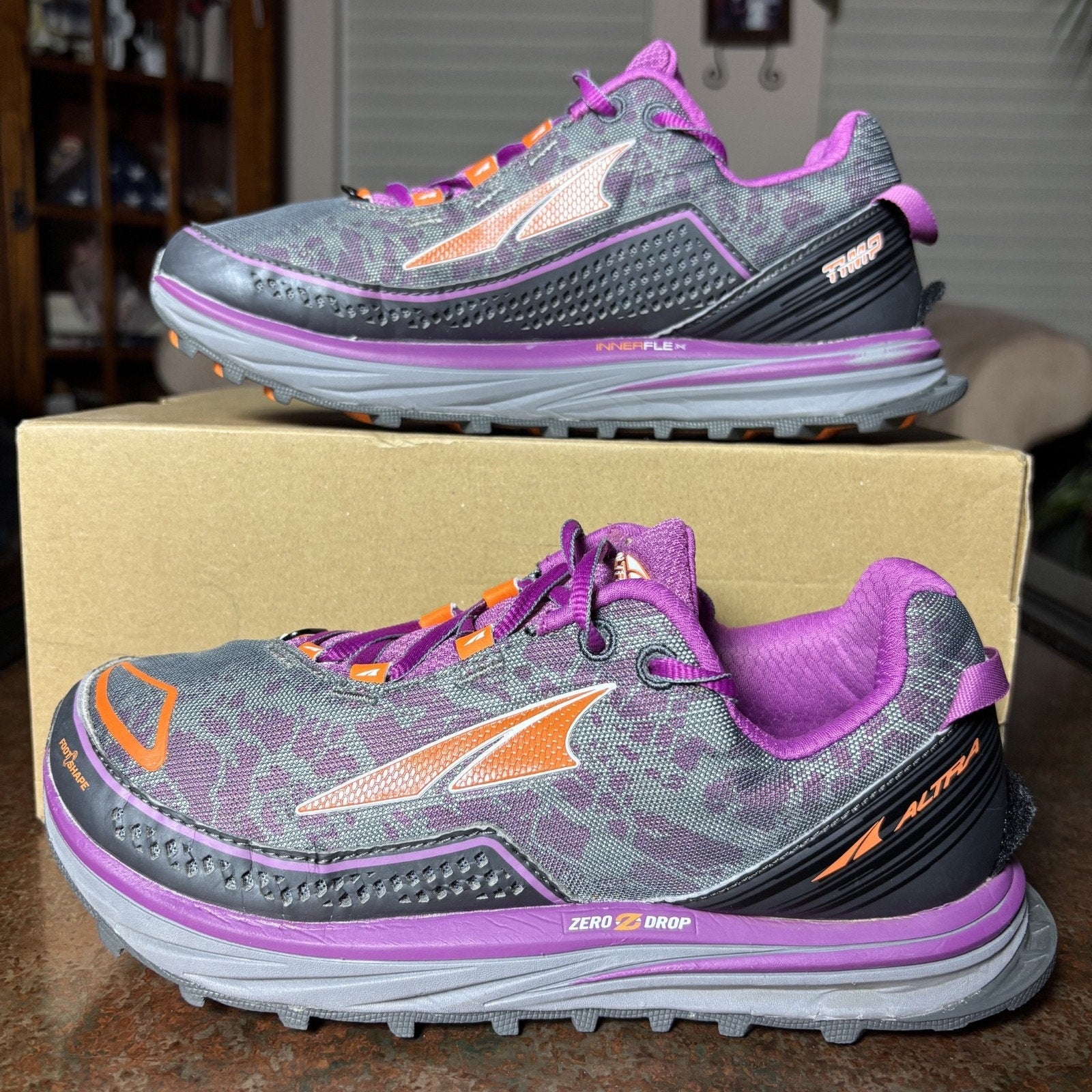 Altra Timp Women's 9 Grey Purple Trail Running ZeroDrop Athletic Shoes Sneakers