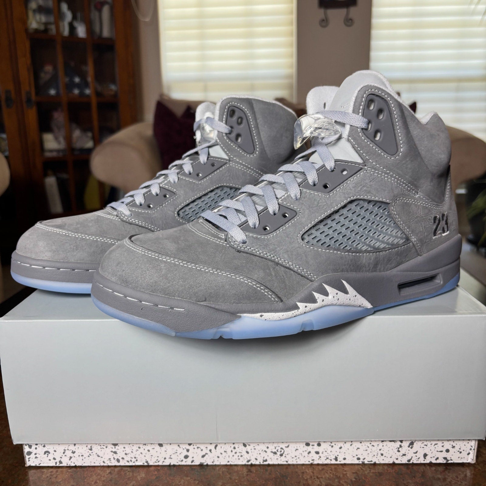 Nike Air Jordan 5 Retro Wolf Grey Suede Basketball Shoes Sneakers Mens Sizes New