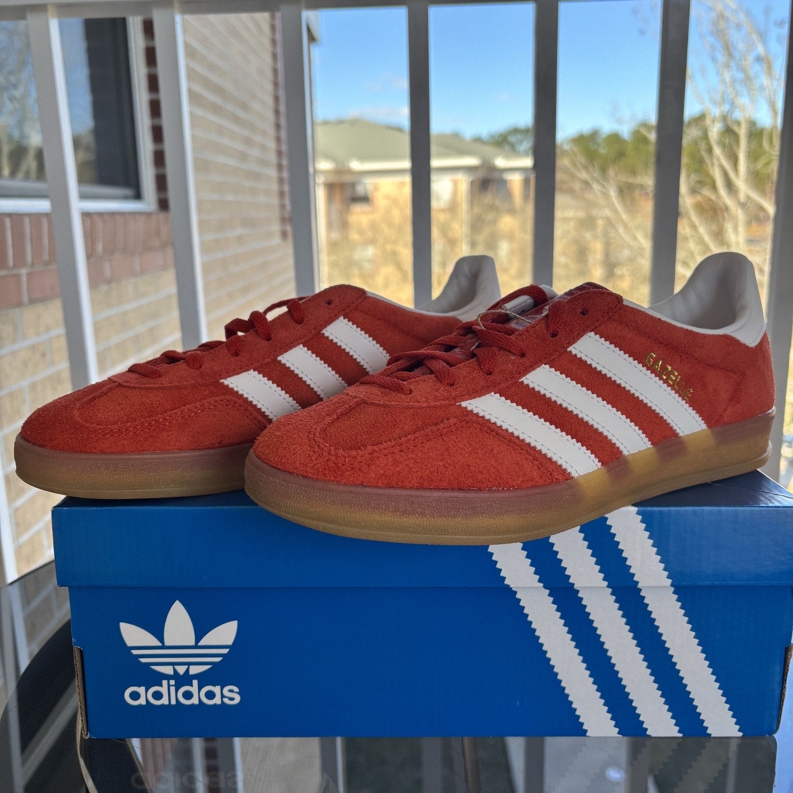 Adidas Gazelle Indoor Shoes Orange Suede Casual Lifestyle Sneakers Women's Sizes