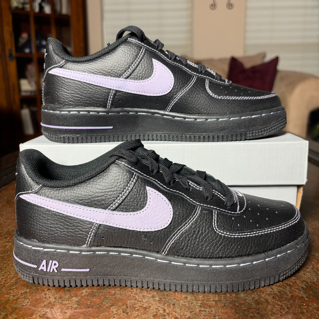 Nike Air Force 1 Low LV8 Black Leather Casual Lifestyle Shoes Sneaker Boys Sizes