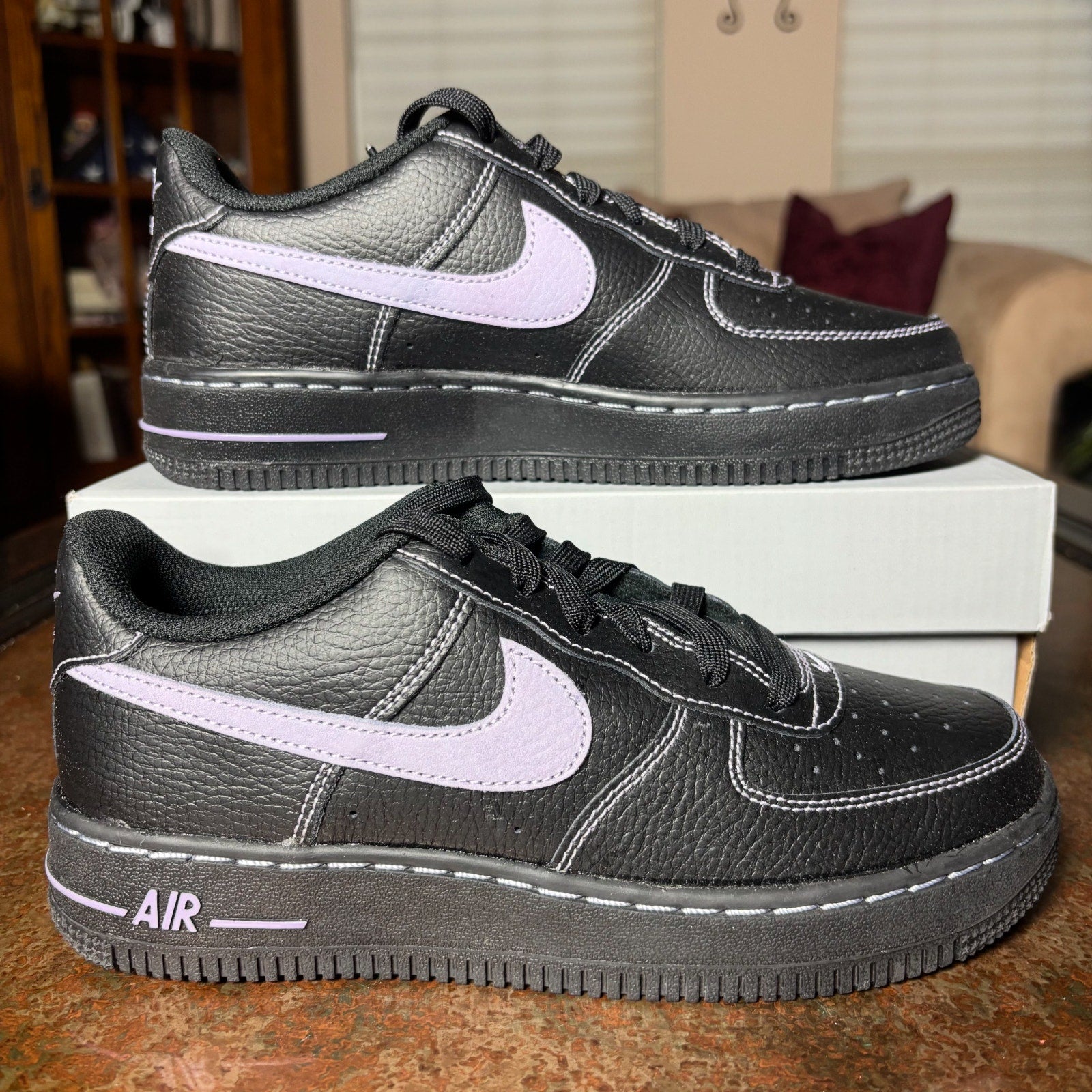 Nike Air Force 1 Low LV8 Black Leather Casual Lifestyle Shoes Sneaker Boys Sizes