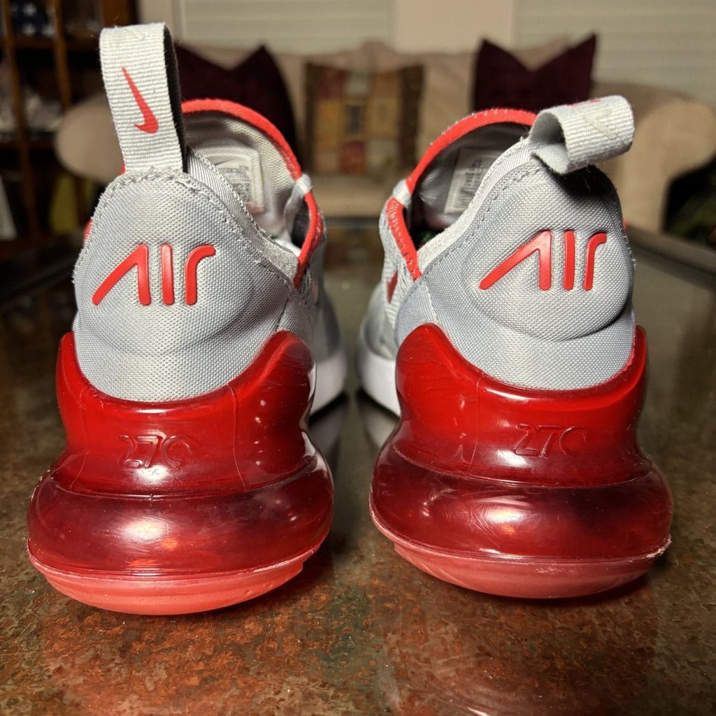 Nike Air Max 270 Shoes Mens 8.5 Grey Red Athletic Lifestyle Gym Running Sneakers
