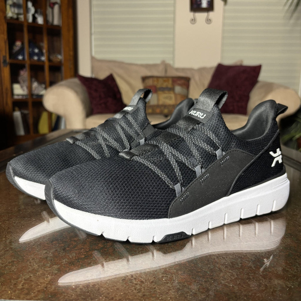 Kuru Flex Slip On Shoes Mens 11.5 Black White Athletic Comfort Walking Sneakers